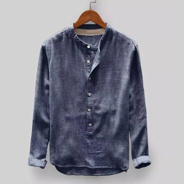 

men's casual shirts plus size fashion men long sleeve loose linen 2021 blouse tee korean clothes dress shirt for, White;black