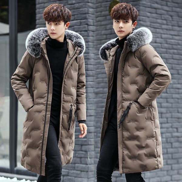 

men's 2019 winter new bla medium long white down jaet, Black