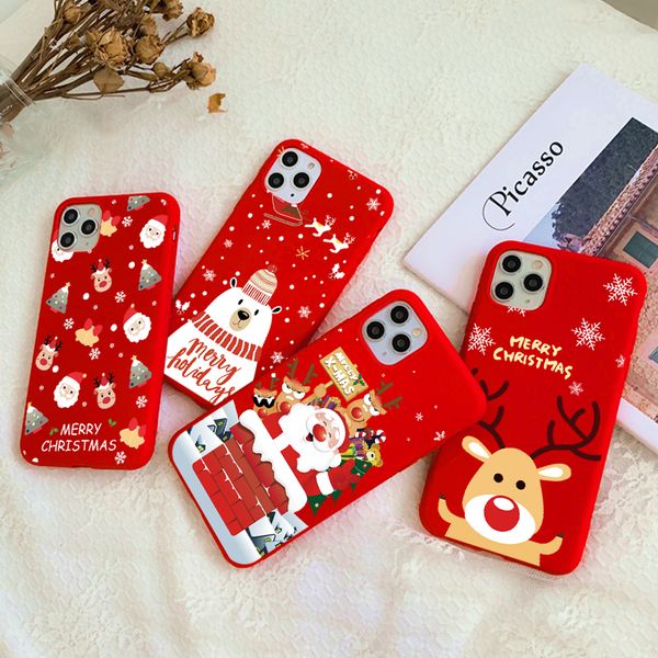 

luxury christmas color soft case for iphone 11 12 mini pro x xs max xr for iphone 6s 8 7 6 plus 5 5s se 2020 glitter christmas holder caso