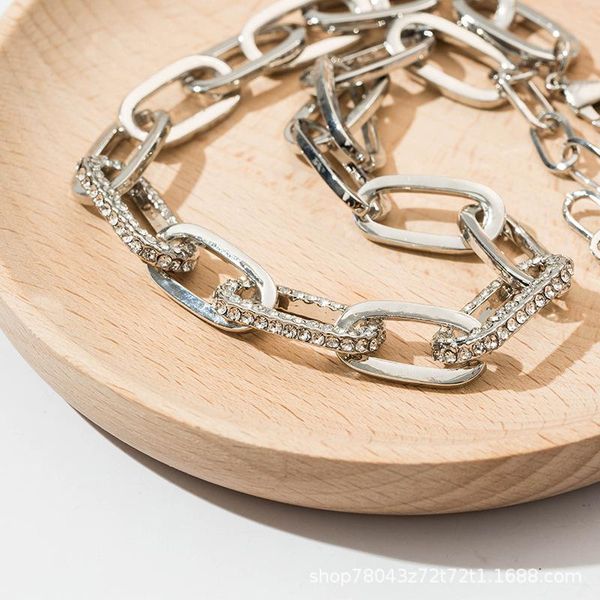 

chains european and american exaggerated fashionable necklace thick chain ins normcore style match clavicle metal shape, Silver