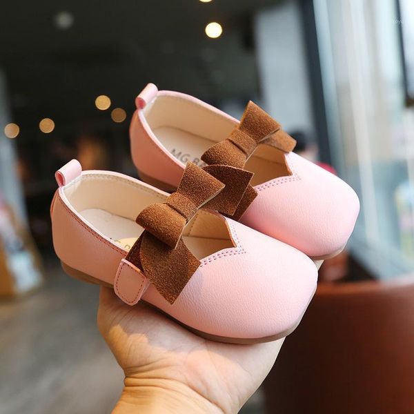 

children girls shoes with bow sweet kids leather princess shoes flat sole soft for baby casual single shoe smg1221, Black