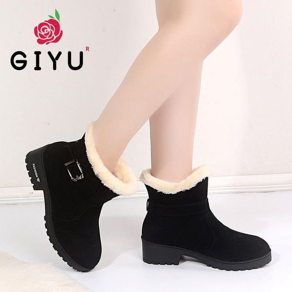 

2020 snow boots women's boots non-slip women winter fur warm ankle for women down waterproof booties ladies shoes, Black