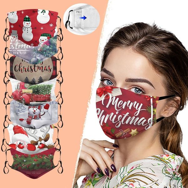 

mask christmas xmas adults filter washable prints outdoor festival decor dustproof cover mouth face masks fashion masque#20