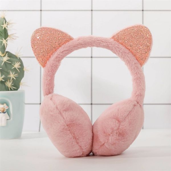 

lovely 2021new warmers cat winter glitter ears plush earmuffs for women playful girls ear muffs cold protection warm hot