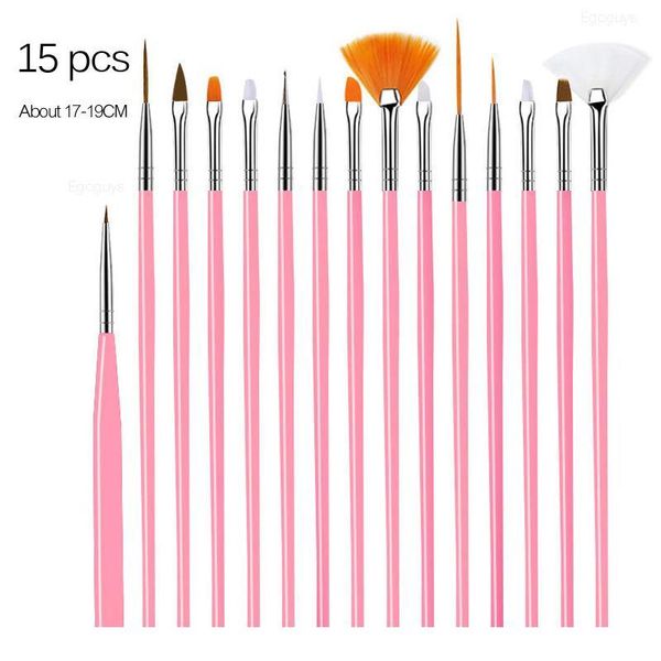 

15pcs nail art brush crystal picker uv gel painting pen carving extension fan builder french lines liner manicure drawi qylcug