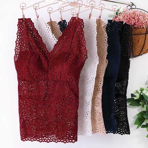 

women floral cami padded bra tank lace cami bralette crochet flower bra vest women's crop top, Black;white