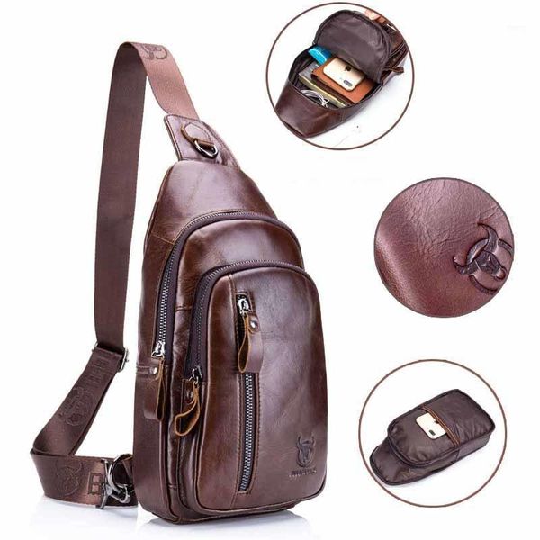 

vintage genuine leather crossbody bags men chest bag pack casual shoulder messenger bag for short trip sling1