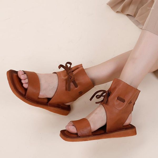 

vallu 2020 spring and summer new soft bottom leather retro solid color lace fish mouth fashion high-cool boots1, Black