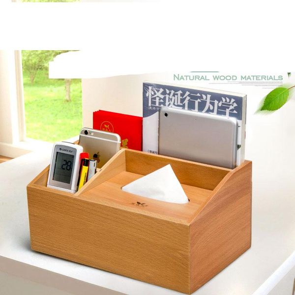 

exquisite pastoral home tissue box brief multifunction wood storage box remote control phone storage