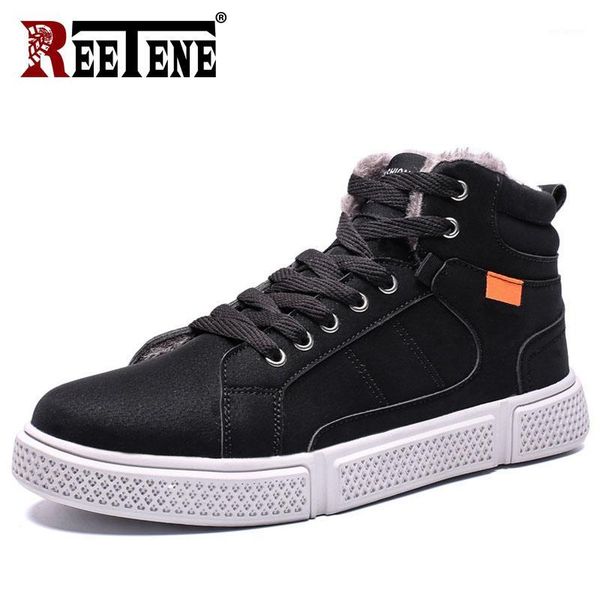 

reetene 2020 lace-up men boots flats shoes keep warm winter shoes men fashion male boots with cotton outdoor ankle for1, Black
