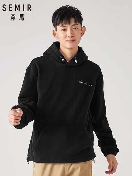 

fleece sweatershirt men trend korean version 2019 winter new hooded shirt loose embroidery falling shoulder sleeves man1, Black