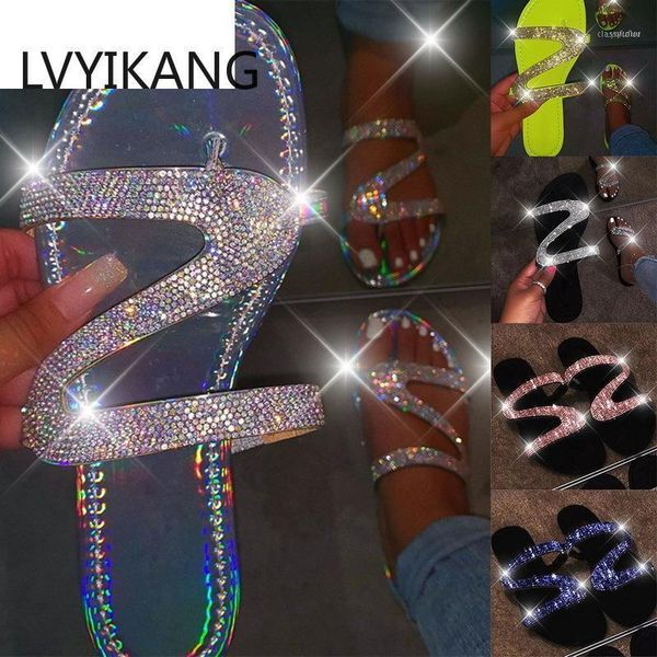 

women summe rhinestone shoes r flat slippers open toe roman beach sandals ladies flip flops black non-slip slides dropshipping11