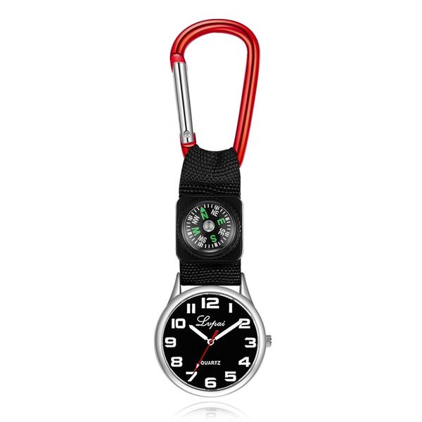 

portable carabiner pocket watch compass nurse pocket watch quartz watch carabiner lock multifunctional outdoor survival tool 193 j2