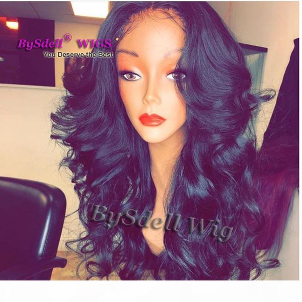

new arrival synthetic heat resistant long black color lace front wig long body wave hair black lace front wigs for black women