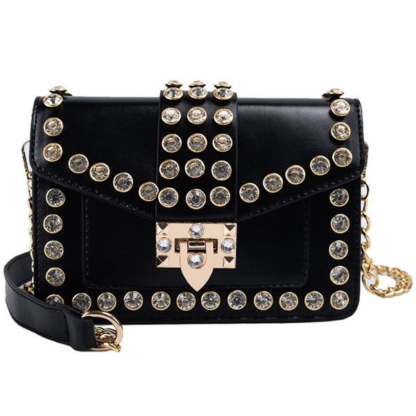 

european fashion diamond square bag 2021 new pu leather women's designer handbag chain shoulder messenger bag