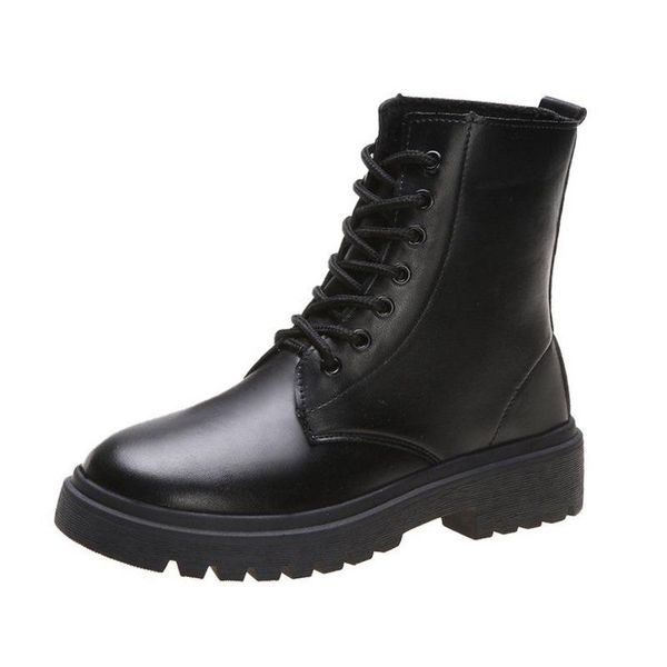 

2020 winter new women ankle boots fashion british style wild strap with thick-soled stitching short boots women martin, Black