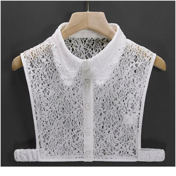 

women girl eyelash floral lace lapel false fake collar embroidery white detachable half shirt blouse decorative jllghf, Blue;red