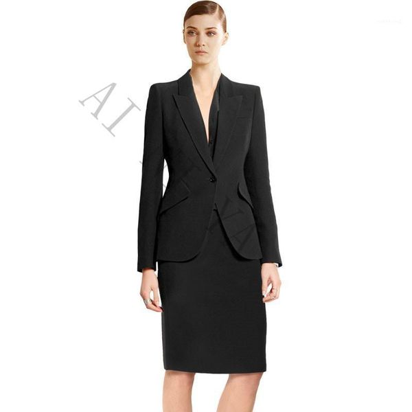 

black women blazer suits elegant with skirt cotton blended jacket+skirt blazer 2 pieces set for women slim female office uniform1, White;black
