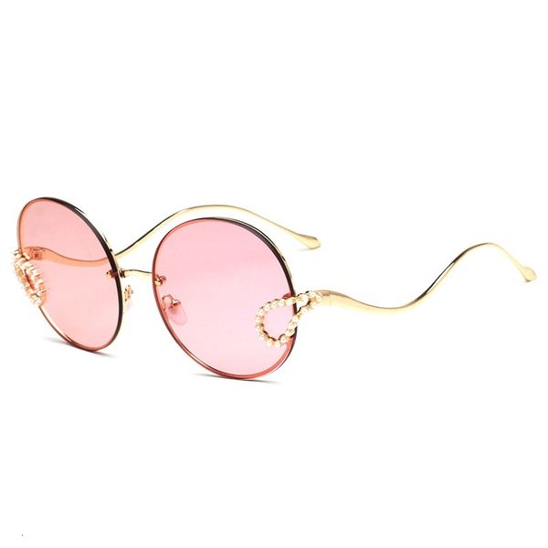 

2021 new pearl sunglassess rimless fahion round sun glasses women vintage outdoor travelling shade eyewear ale sunglass 9055olo fy9x, White;black