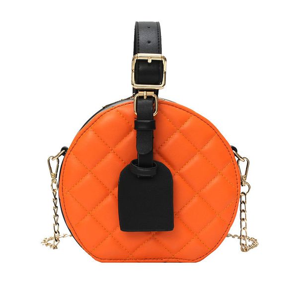 

zz female rhombus pattern soft leather shoulder bag fashion portable small round bag chain messenger bag designer handbags casual crossbody