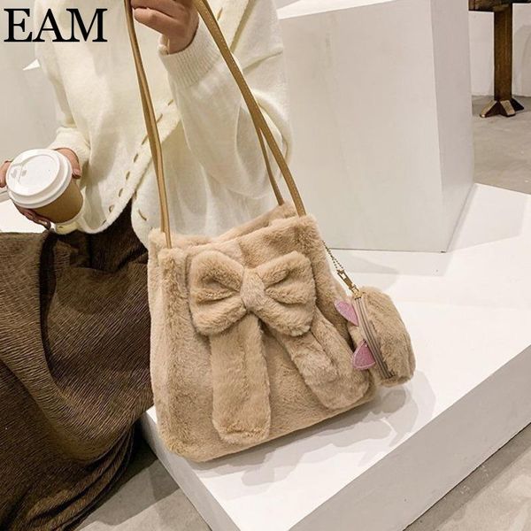 

eam] warm bags for women 2020 winter soft small crossbody shoulder bag faux fur bow design handbags and purses 8a865