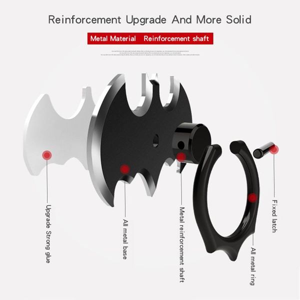 

летучая мышь палец кольцо сотовый мобильный телефон настольная подставка крепление для iphone x 8 7 xs metal smartphone 360 ​​градусов стол