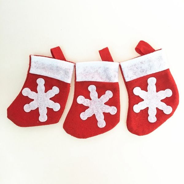 Mini Christmas Stoccata Snowflake Snowflake Bag Borsa Xmas Decorazione per la casa Calzini di Natale Coltello Forcella Forcella Titolare Tableware Bag regalo di Natale