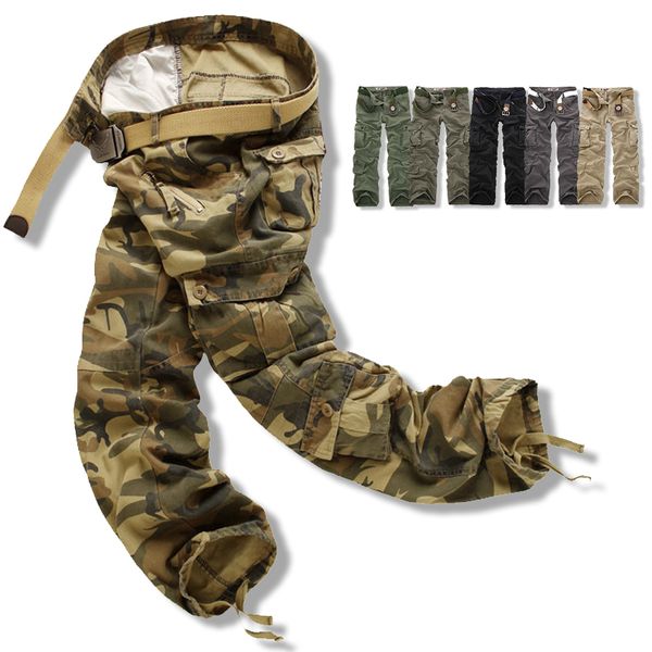

military cargo pants men 2020 brand new camouflage trousers casual multi-pocket army pants mens quallity cargo pants plus size lj201007, Black