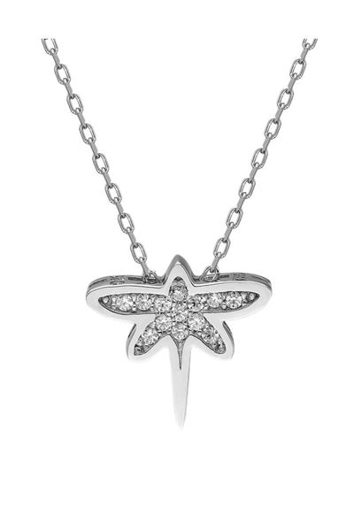 

certified stone dragonfly 925 silver necklace
