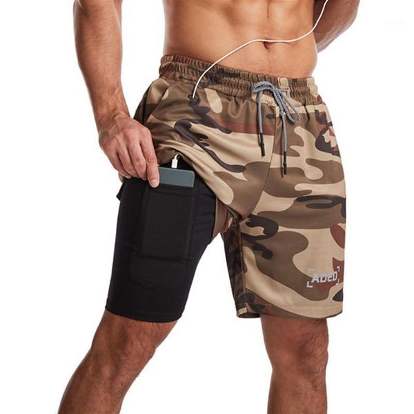 

running shorts waterproof phone-pocket men 2 in 1 gym camouflage sport fitness workout training short pants1, Black;blue