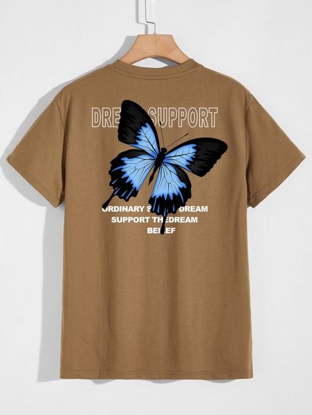 

romwe guys letter butterfly graphic tee d87b#, White;black