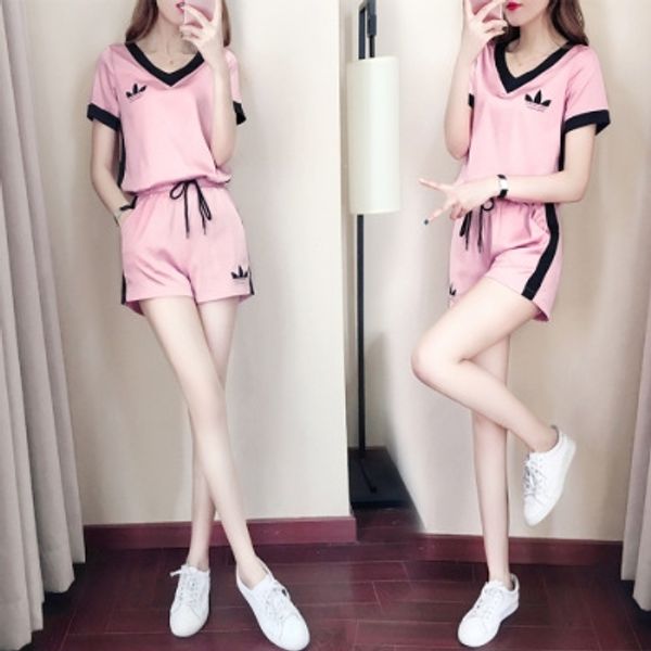 

new summer women's piece suit korean fashion loose and thin shorts running casual two-piece suit pieces, two pieces sports two leisure, Gray