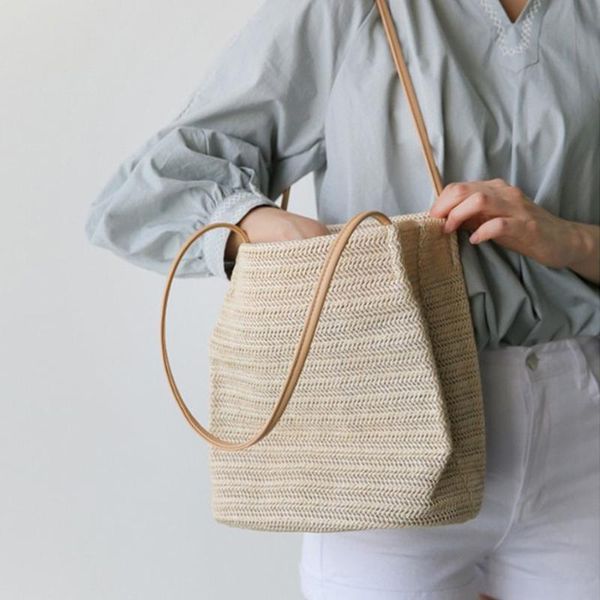 

ручная работа пляж сплетенного плеча солома сумка для женщин вскользь tote твердой bohemia сумочка мягкой отдыха bucket bag ladies новой