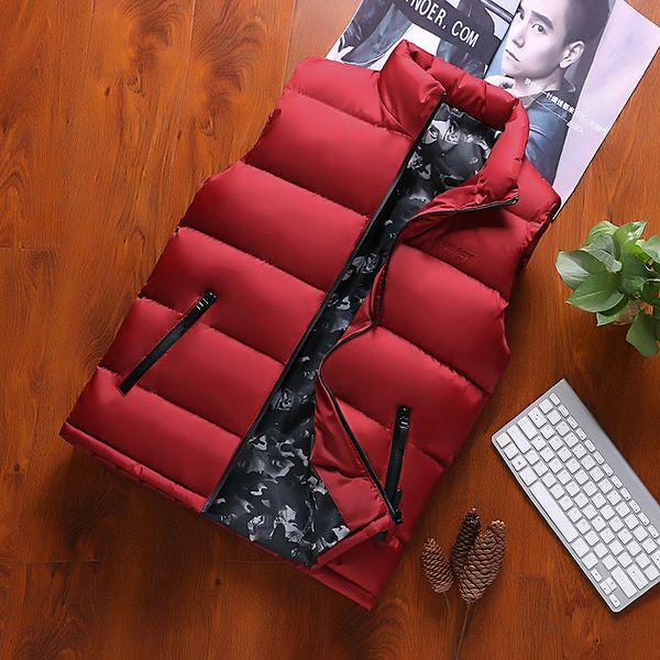 

fat waistcoat autumn and winter fashion casual thickened cotton warm vest men's jacket, Black;white