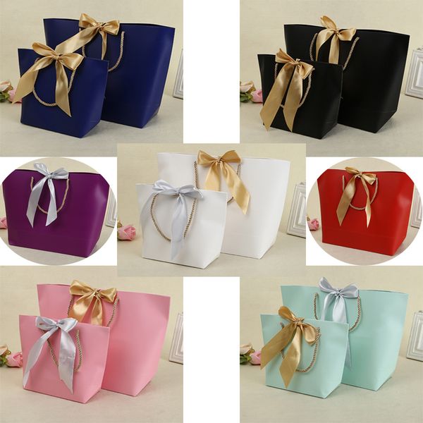 Confezione regalo Regali di San Valentino Sacchetti di carta con manici Colore puro 10 colori Borsa per la spesa per gioielli per scarpe