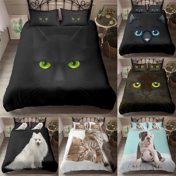 

zeimon 3d printing 2/3pcs cartoon cat soft duvet pillow cover bedding sets bedclothes boy gift home textile duvet cover