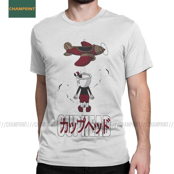 

sport cuphead t-shirt men game mugman cup mouse cartoon animation gamer vintage cotton tee shirt crewneck short sleeve t shirt summer