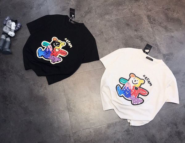 

exnlf loose bear short sleeve painted printed lovers dream half sleeve simple t-shirt t-shirt and lovely casual style v3kx1, White