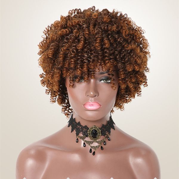 Afro Kinky encaracolado sintético omber peruca simulação cabelo humano perruques de choveux humanas pelucas perucas js5865