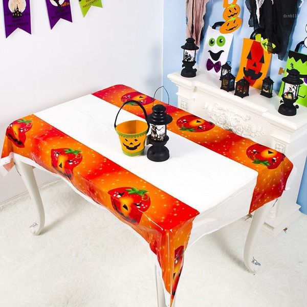 

2020 halloween table cover party table cloths tableware plastic lace decoration pumpkin cloth1