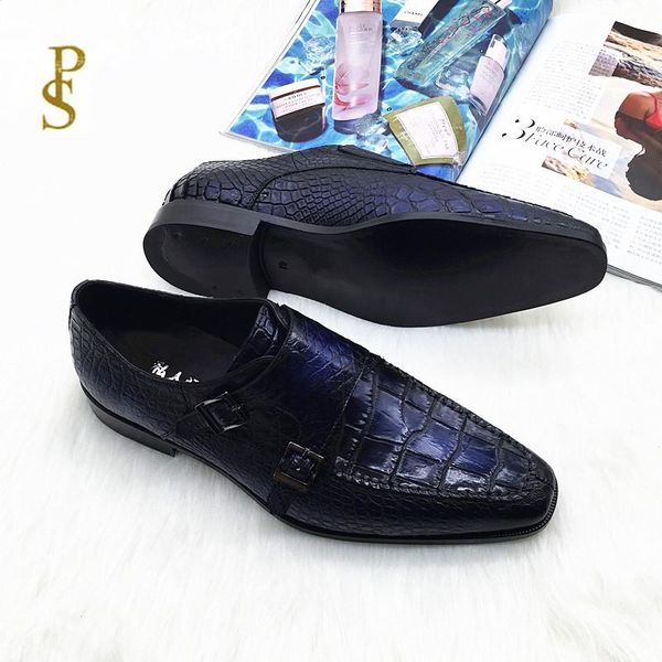 

alligator leather shoes for men italian leather outsole shoes for men pure handwork makes high-quality men's, Black