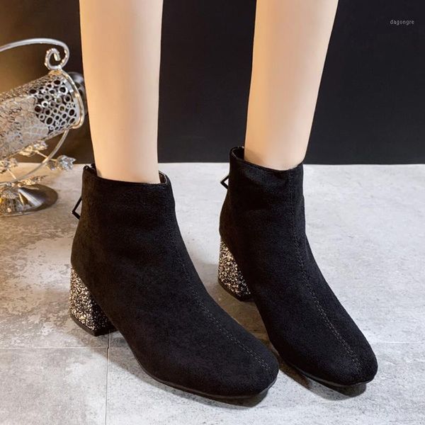 

boots rimocy luxury sequins stretch ankle for women 2021 fashion square toe thick heels shoes woman black warm winter booties1