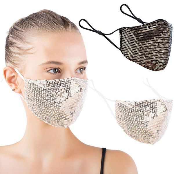 

christmas new bling 2pcs mask sequins shining party masque de mouth masks for protection facemask washable mondmasker new