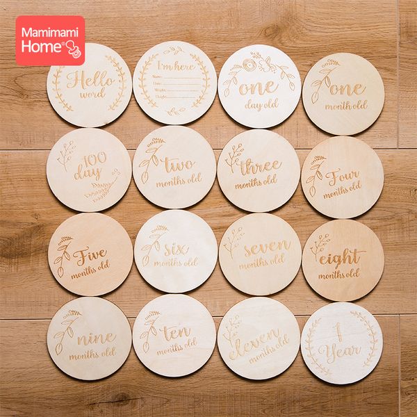 

mamihome 16pc baby wooden teethers newborn milestone card personalized customization chewing chips wooden blank children's goods 201123