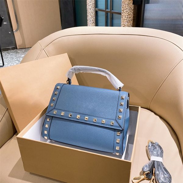 

super beautiful rivet organelle bag lady's crossbody flap chain bag solid color simple flower organelle postman handbag gift bags