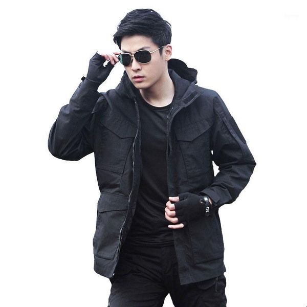 

tactical jacket men m65 army swat field jacket combat windbreaker male camouflage hoodie trench raincoat1, Black;brown