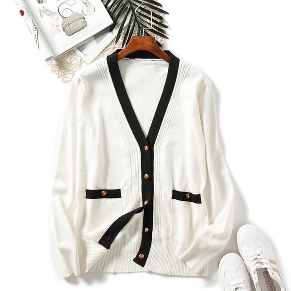 

l86i4 случайные новые трикотажные кардиганы для осени и зим женщин универсальны и подходят пальто свитера корейского v-образный вырез свитер, White;black