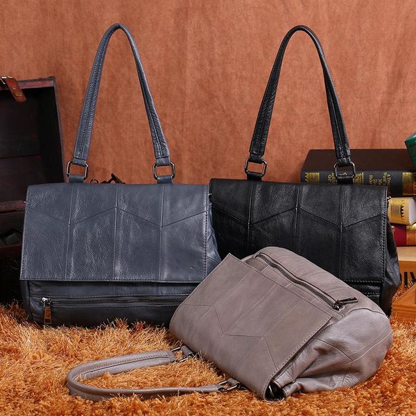 

genuine leather simple ladies bucket bag set designer female shoulder bags big casual bags female messenger