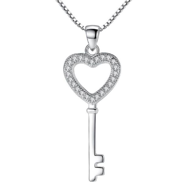 

fashion zircon personality beautiful key pendant necklace female models, Silver