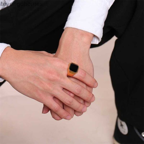 

men black agate rings steel stainless men's ring rc-207, Silver